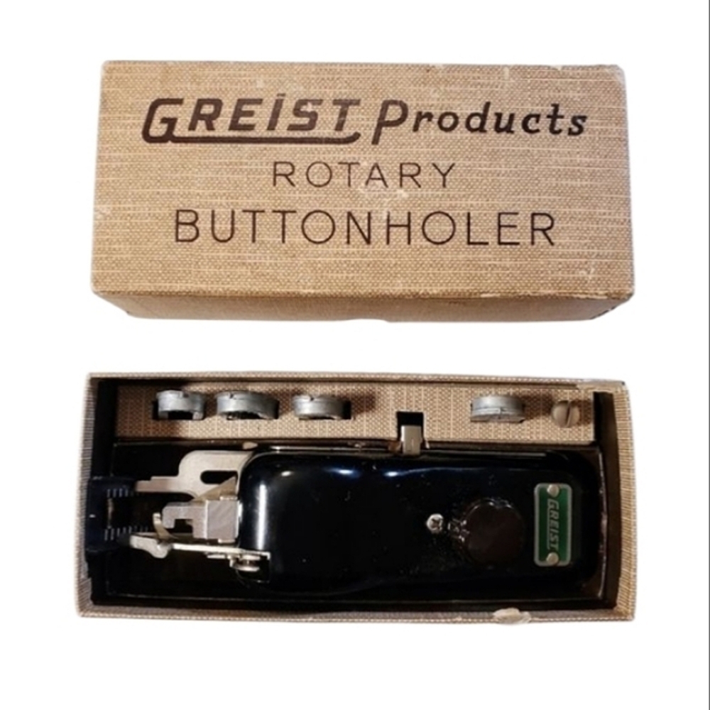 Greist Rotary Butonholer Complete Set Vintage 1956